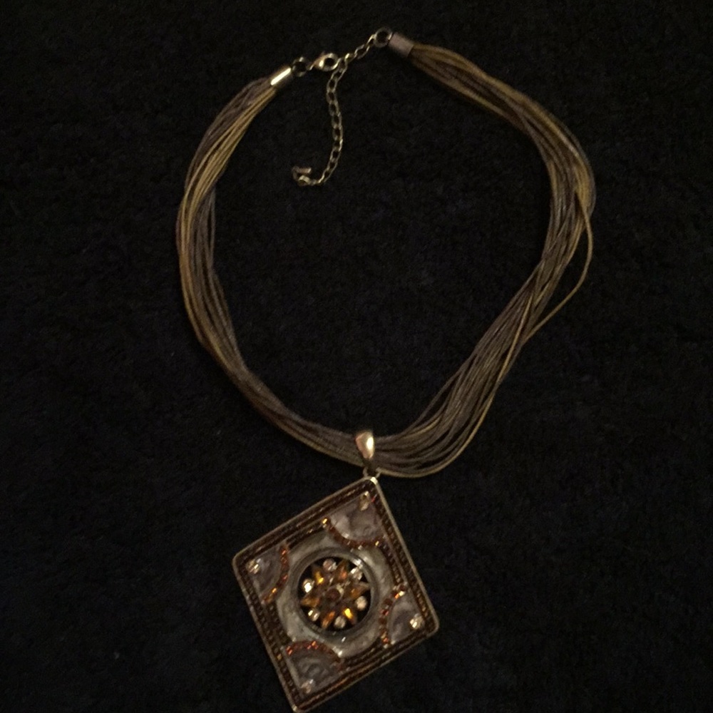 Gold gem colored necklace